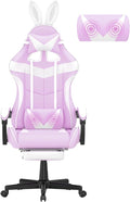Huracan Gaming Computer Chair with Footrest Adjustable Video Game Chairs for Adults Heavy Duty Office Chair with Headrest and Lumbar Support Light Purple
