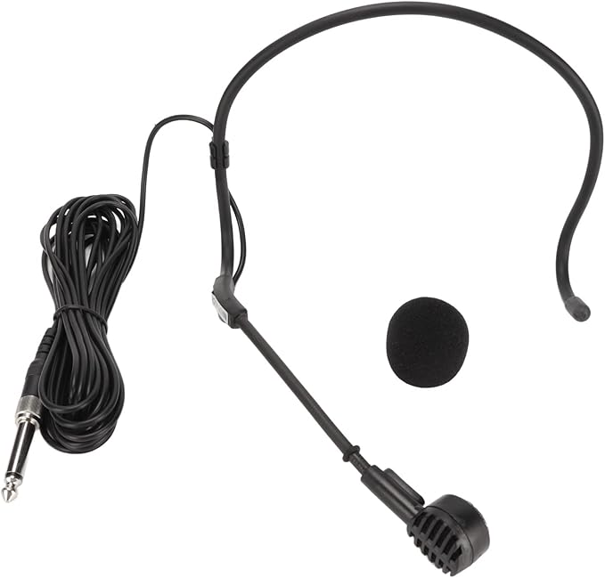 Headworn Microphone with Dynamic Transducer for HiFi Sound 5m Long Cable Earhook Microphone with 6.35mm Jack for Karaoke Systems Lecturers and Presenters