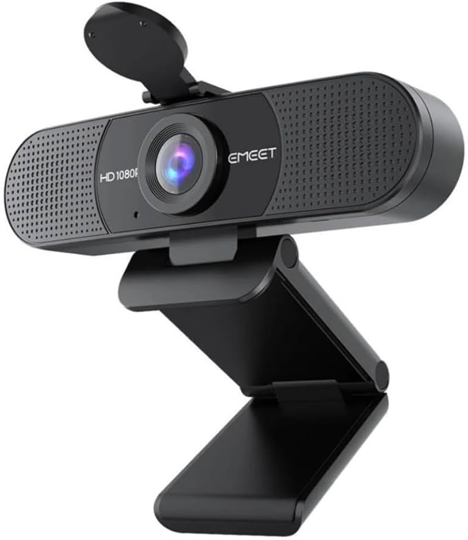 EMEET SmartCam C960 1080P Webcam with Dual Noise-Canceling Microphones (Black) Bundle with 8-Inch Table Tripod (2 Items)