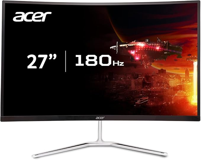 acer Nitro 27 WQHD 2560 x 1440 1500R Curved PC Gaming Monitor | AMD FreeSync Premium | 180Hz Refresh | 1ms VRB | VESA Mountable | HDR10 | 1 x Display Port 1.2 &amp 2 x HDMI 2.0 | EDA270U Pbmiipx