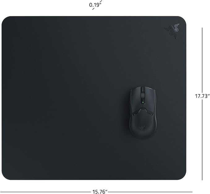 Razer Atlas Tempered Glass Gaming Mouse Mat: Ultra-Smooth Micro-Etched Surface - Dirt and Scratch-Resistant - Anti-Slip Base - Quiet Mouse Movements - Black