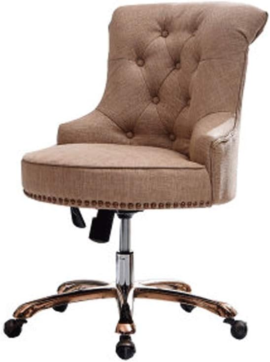 YYDS Chair Linen Gaming Chair Rotatable Lift Computer Chair with Fixed Armrest for Bedroom and Living Room Ergonomic Office Chair Ergonomically (Color : Light Brown)