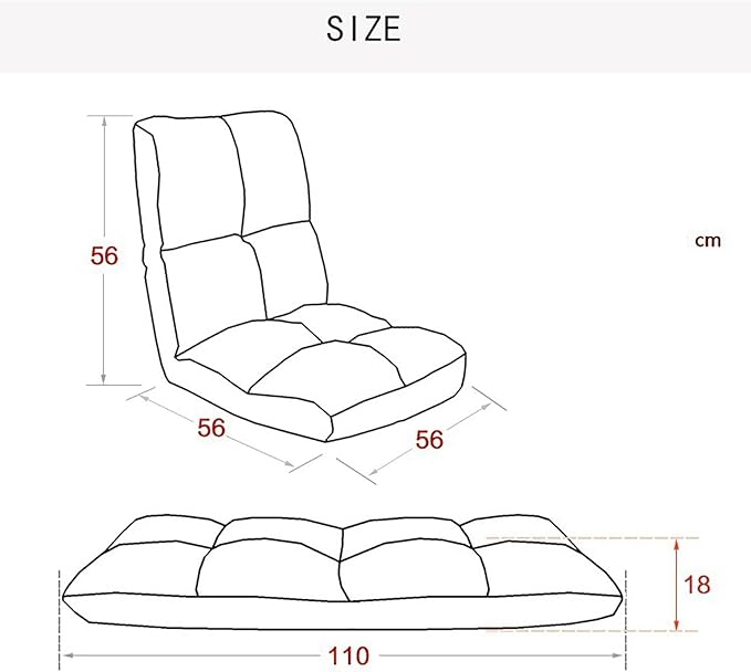 NaKeah Floor Chair with Back Support Folding Sofa Chair with 6 Adjustable Position Couch Recliner Meditation Chair Gaming Floor Chairs for AdultsC