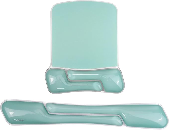 MOSISO Gel Wrist Rest Support for Mouse Pad&ampKeyboard Set Irregular Rectangular Ergonomic Mousepad Keyboard Pad Non-Slip Soft Cooling Gel Easy Typing Mat for Computer Laptop Home/Office Green