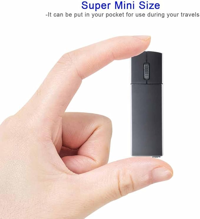 Wireless Mini Rechargeable Travel Mouse 2.4G Ultra Slim Portable Mouse with Receiver Storage for Laptop/PC/Mac - Black