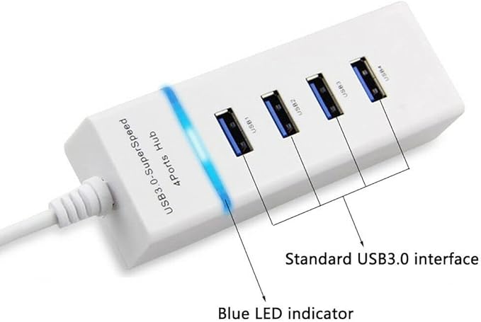 4 Port USB 3.0 Charger Hub White