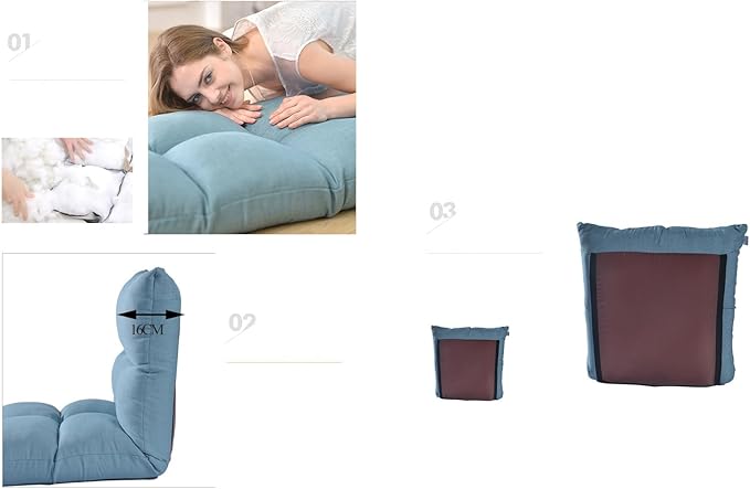 NaKeah Folding Floor Chair 6-Position Cushioned Adjustable Floor Lazy Sofa Chair for Adults Ideal for Reading Gaming MeditatingE