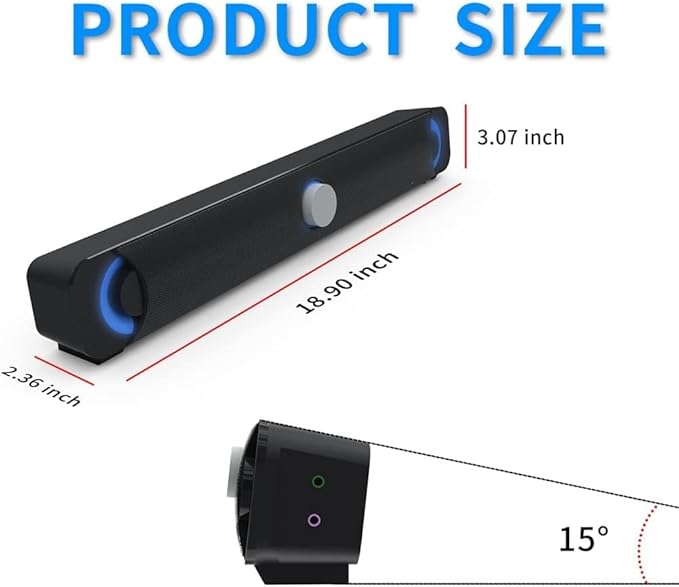 Computer Speakers for Desktop Stereo Soundbar 10W Computer Speaker USB 3.5mm Wired Speaker Stereo Sound Bar for Laptop Computer Phones