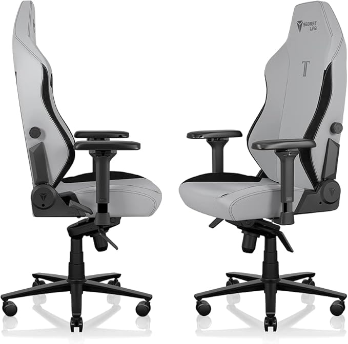 Secretlab Titan Evo Ash Gaming Chair - Reclining Ergonomic &amp Heavy Duty Computer Chair with 4D Armrests Magnetic Head Pillow &amp Lumbar Support - Big and Tall Up to 395 lbs - Gray - Leatherett