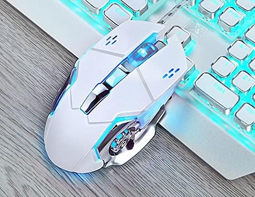 LED Backlit Mechanical Feel Business Office Keyboar Backlit Gaming Mouse Gaming Keyboard and Mouse Set for Windows &amp Mac PC Gamers (Color : White)
