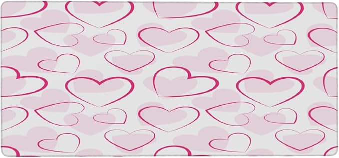 Large Mouse Mat Pink Valentine Love Computer Mousepad with Non-Slip Rubber Base Waterproof Mouse Pad Desktop Keyboard Pad for GamerHome School Laptop Office Accessories35.4x15.7 in