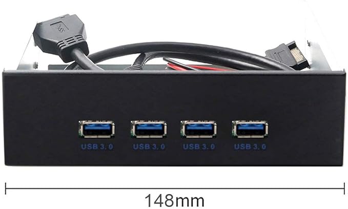 Cablecc USB 3.0 HUB 4 Ports Front Panel to Motherboard 20Pin Connector Cable for 5.25 CD-ROM Bay