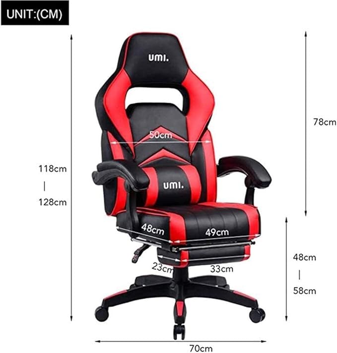 Boss Racing Gaming Chair with Reclining Footrest Adjustable Lumbar Support PU Leather Office Desk Chair Black