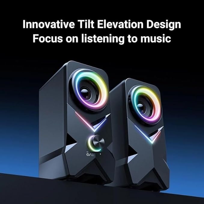 Subwoofer Desktop PC Speakers USB Wired Stereo with LED Tweeter 3.5mm Jack Gaming Multimedia