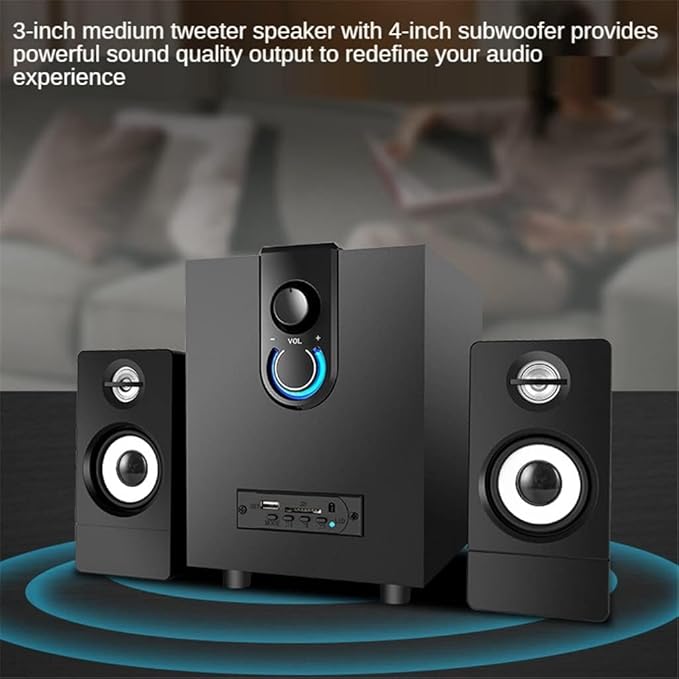 Computer Speakers for Desktop 2.1 Active Wooden Multimedia Speakers Subwoofer Computer Speakers for Desktop PC Accessories Home Office