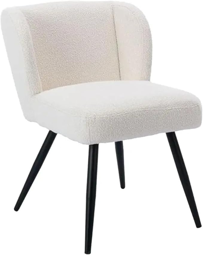 Adjustable Office Computer Chair with Armrest 1pcs White Faux Sherpa Upholstered No Armrests Dining Chairs with Metal Legs