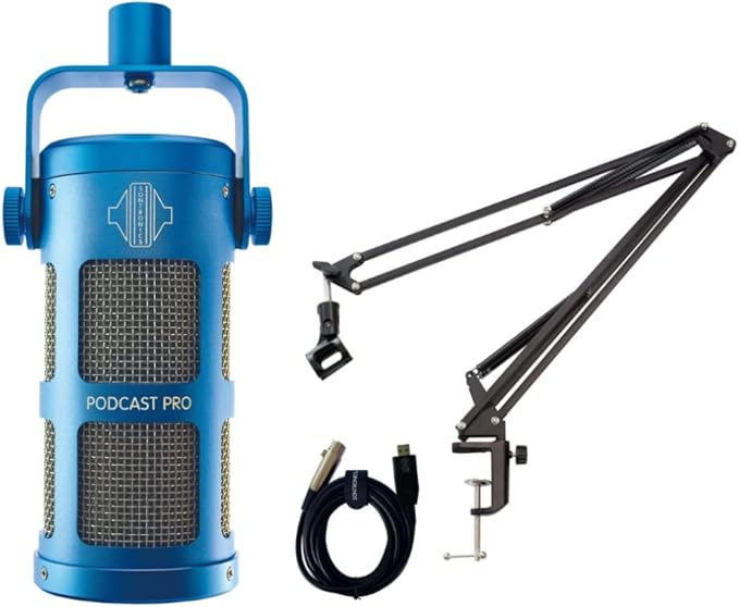 SONTRONICS Ultra Unidirectional Dynamic Microphone Podcast PRO Stand Set for Podcast Blue Blue