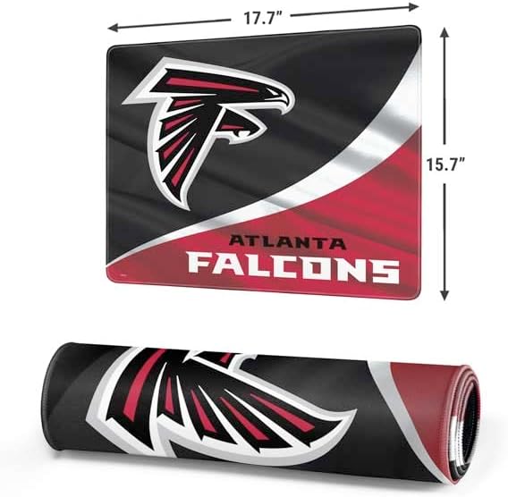 Skinit Medium Gaming Mouse Pad - Officially Licensed Atlanta Falcons Design with Stitched Edges Waterproof Non-Slip Rubber Base Desk Mat for Keyboard &amp Mouse 17.7 x 15.75 inches