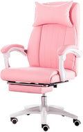 Katzowen Home Office Chair Racing Gaming Chair PU Computer Chair Active headrest 150 ° Reclining backrest Office Chair with footrest Load-Bearing 150kg Pink