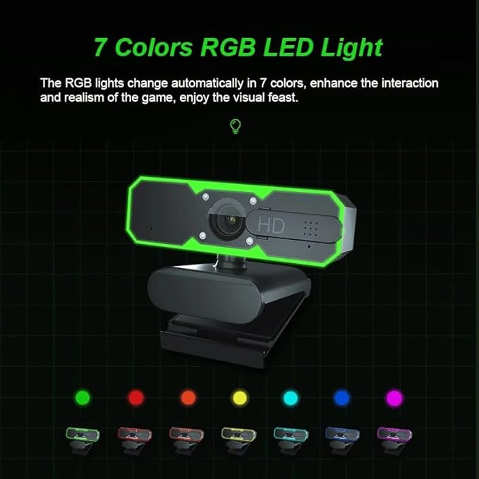 1080P Webcam Microphone Fill Light Rotatable Cameras for Live Video Conference Work for PC Camera