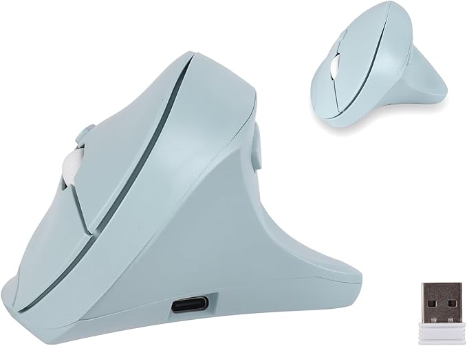 Wireless Silent Ergonomic Vertical Mouse - Dual Mode 2.4G/Bluetooth Rechargeable Type C Pain Relief for Office and Home Use Compatible with Laptop &amp PC (Green)