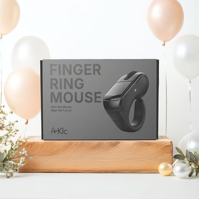 AirKlc Finger Ring Mouse Bluetooth Touchpad Cursor Control Video Scroll Compatible with PC Laptop Mobile Tablet
