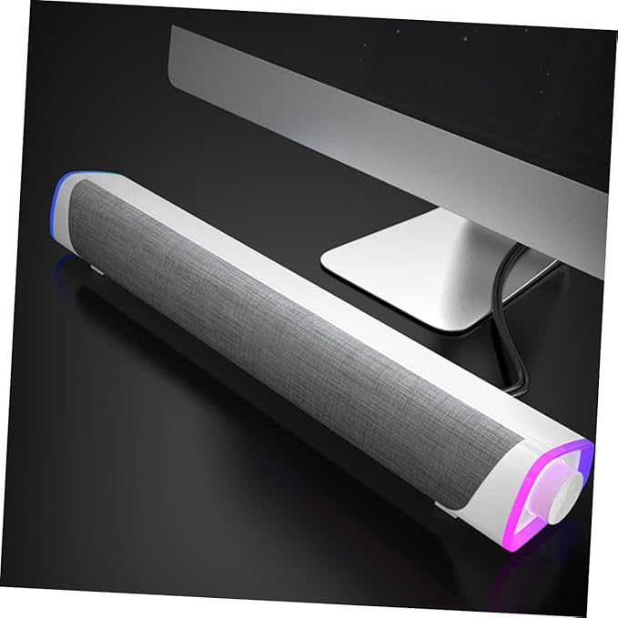 HOMSFOU Household Dual Speaker Sound Bar Stereo Sound for Desktop Laptop and Tablet White Compact Design for Space Saving and Immersive Audio