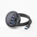 ChenYang USB 3.0 Flush Mount Desktop HUB3 USB 3.0 Port HUB Grommet Hole 2.36(60mm) with 3.5mm Audio Port