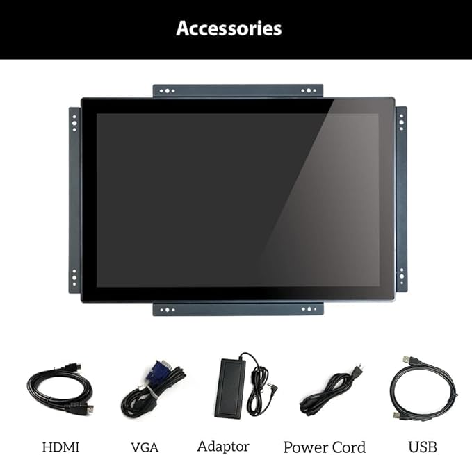 21.5 Inch Open Frame 1920 x 1080 FHD Touchscreen POS Monitor Metal Housing 10 Points Capacitive Multi-Touch HDMI VGA 1080P for Indusitrial Retail Commercial
