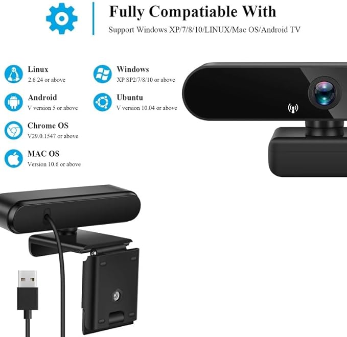 1080P Webcam Mini Computer PC WebCamera with Plug Rotatable Cameras for Live Video Calling Conference Work