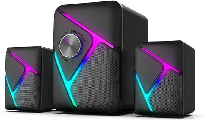 Wired USB Stereo Computer Speakers with Subwoofer for PC TV Desktop Console Gaming Volume Control Surround Sound