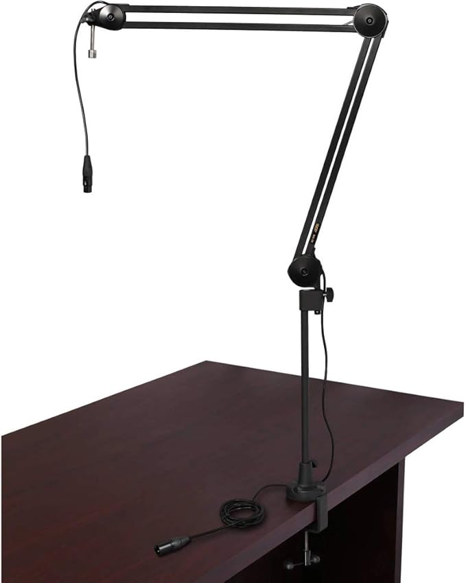 HEiL sound PR40 Large Diameter Dynamic Cardioid Studio Microphone Black Bundle with Heil Sound PRSMB Shockmount Two-Section Broadcast Arm and XLR Cable