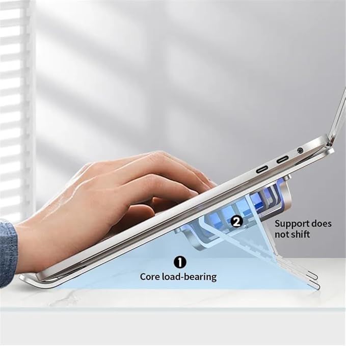 Laptop Stand Laptop Cooler Base Stand Dual Fan Foldable Laptop Cooling Pad Aluminum Portable Bracket Laptop Mount(Gris)