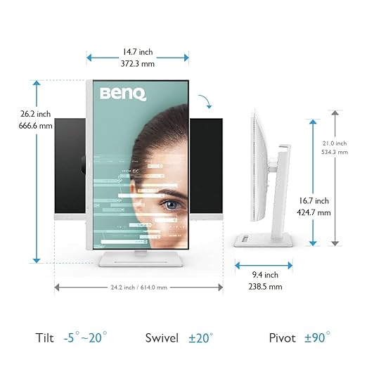 BenQ GW2790QT Productivity Monitor 27 1440p | IPS| Eye-Care Tech | 99% sRGB | Brightness Intelligence Gen2 | Noise-Cancelling Mic &amp Speakers | Ergonomic | USB-C (65W) | USB Hub | DaisyChain | Whi