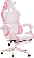 Ergonomic Designed Gaming Chair Racing Sport with Back Support Office Gaming Chair with Footrest and Lumbar Pillow Pink Executive Office Chair