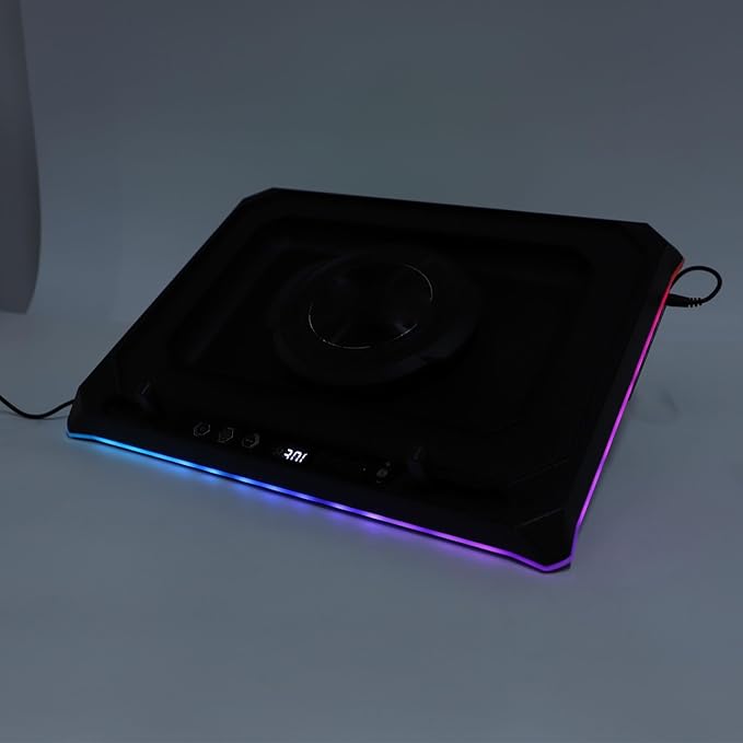 Focket Laptop Cooling Pad 5.5 Inch Fan 71.9 MmH2O Wind Pressure RGB Lighting Modes with 4 USB Ports 1 Type C for 15.6 19 Inch Gaming Laptops