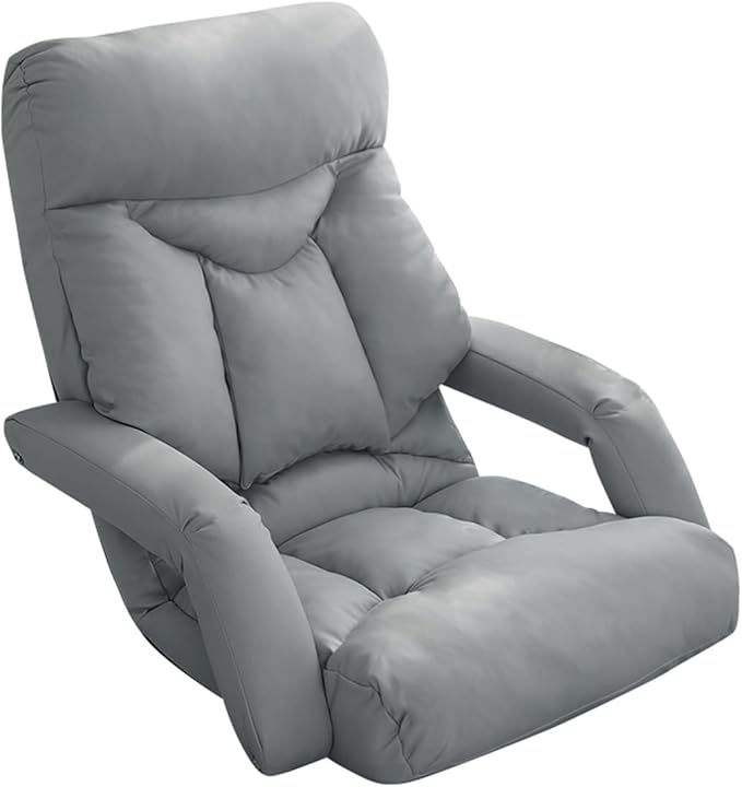 BTZHY Floor Chair Floor Chair Foldable Sleeper Chair 5-Way Adjustable Floor Chair Adults with Armrest Lazy Sofa Meditation Chair Window Chair for Reading Living Room Bedroom Indoor(/Gray)