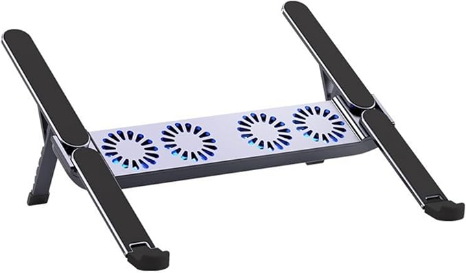 Foldable Laptop Cooling Pad with Quiet Fan and Adjustable Stand for 10-17inch Tablets Aluminum Alloy Design Foldable Computer Cooling Base