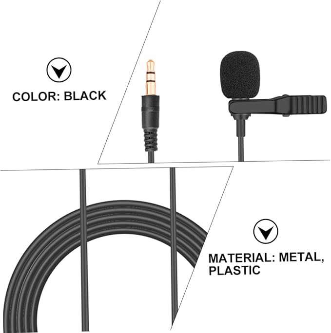 Angoily 3pcs Lavalier Microphone Compatible Pocket Clip Mic for Vlogging Live Streaming Gaming High Sensitivity Capacitor Mic Sturdy Collar Clip