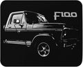 Black F100 Ranger Vintage Truck Car Art Mouse Pad Non-Slip Rubber Base | Desk Accessory for Car Enthusiasts