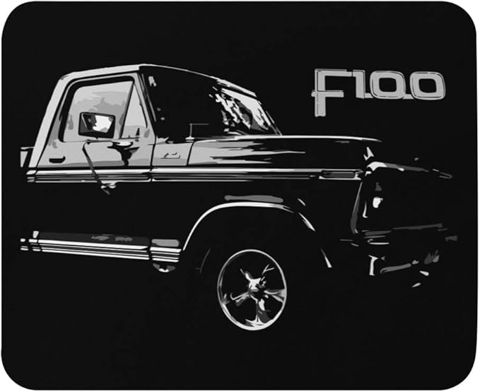 Black F100 Ranger Vintage Truck Car Art Mouse Pad Non-Slip Rubber Base | Desk Accessory for Car Enthusiasts