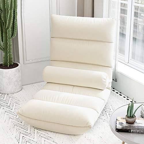 Floor Chair Indoor Adjustable Floor ChairFloor chair Foldable meditation chair 5 gears Adjustable Backrest Padded floor chairs with Removable Headrest for balcony Bay window 6 colour (Color : White
