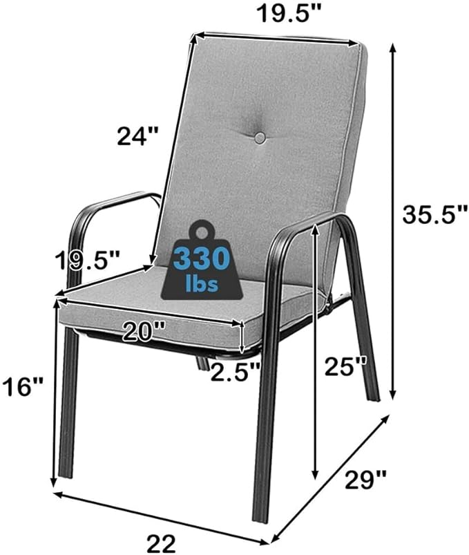 Office Chair Gaming Chair Computer Chair Set of 4 Stackable Patio Dining Chairs High Back Cushions