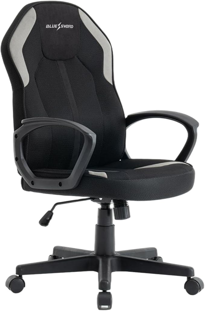 Ergonomic Gaming Chair Adjustable Height Black Office Chair with Lumbar Support and 360° Swivel Home Office Desk Chairs with Armrests for Office or Gaming Easy Assembly