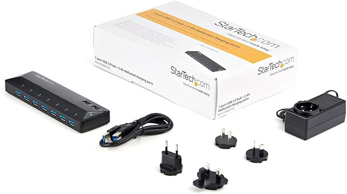 StarTech.com 9 Port USB 3.0 Hub - 7 x USB-A 2 x USB-A Fast Charge Ports - Multi Port Powered USB Charging Station (ST93007U2C)