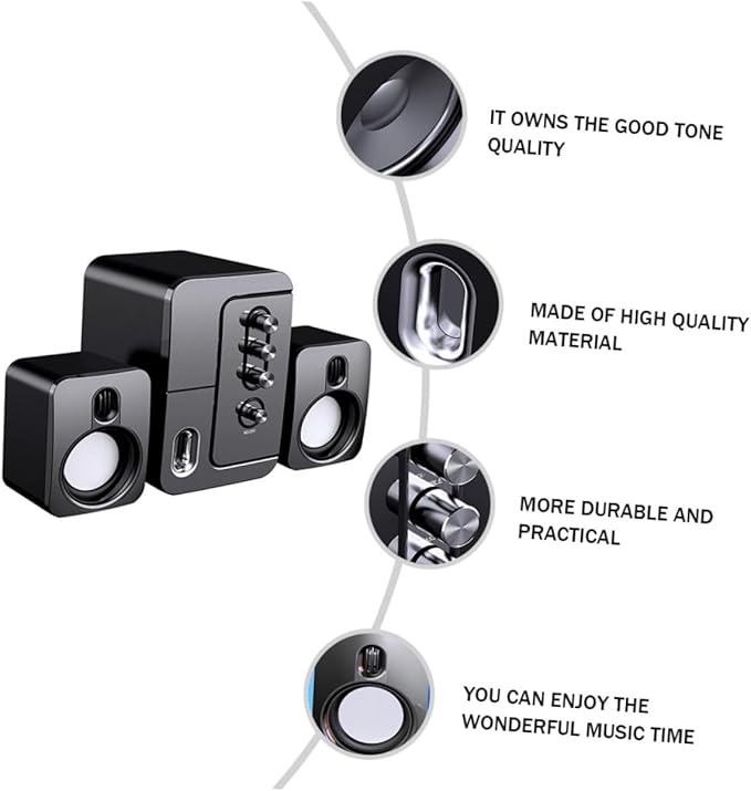 ARTIBETTER USB Computer Speakers Desktop Loudspeaker Box with 3D Surround Sound and Deep Bass Portable Music Speaker for Laptop and Home Office Black
