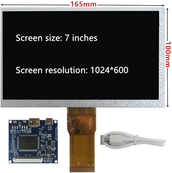 7 Inch 1024x600 Portable DIY LCD Display Screen with Mini-HDMI Driver Board – Secondary Monitor for PC Raspberry/Orange Pi Gaming Consoles Microscopes &amp More