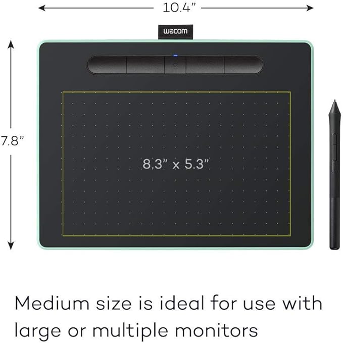 Wacom CTL6100WLE0 Intuos Wireless Graphic Tablet with 3 Software Included 10.4 X 7.8 Pistachio (Renewed)