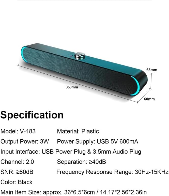 Wired Computer Speaker SoundBar Stereo Subwoofer Powerful Music Player Bass Surround Sound Box 3.5mm Audio