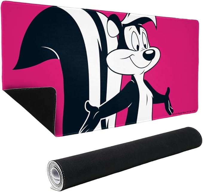 Looney Tunes Pepe Le Pew Large Gaming Mouse Pad Desk Mat with Stitched Edges Non-Slip Base for Gamer Home and Office 31.5 x 15.7